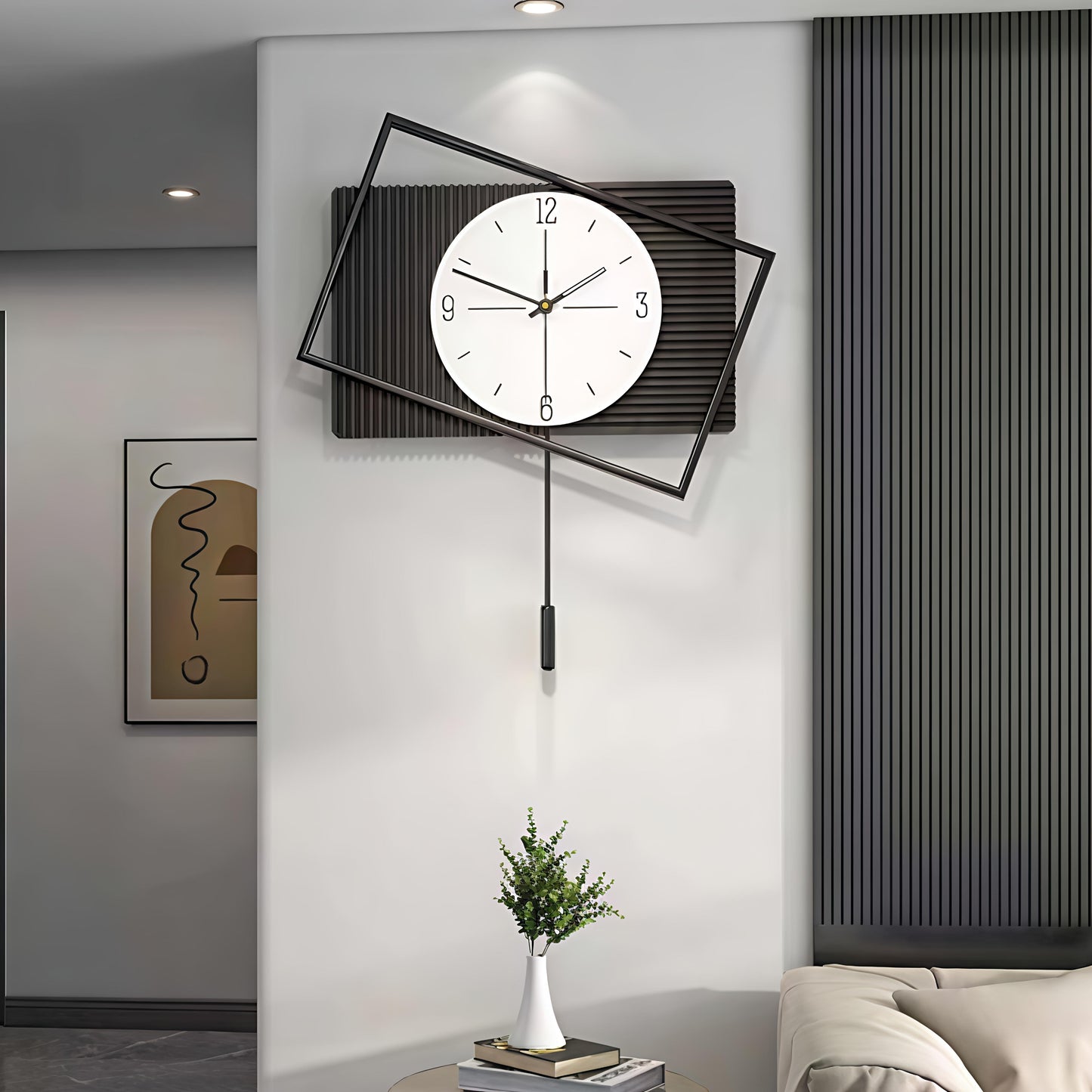 Rectangle timepiece pendulum Imported wall clock