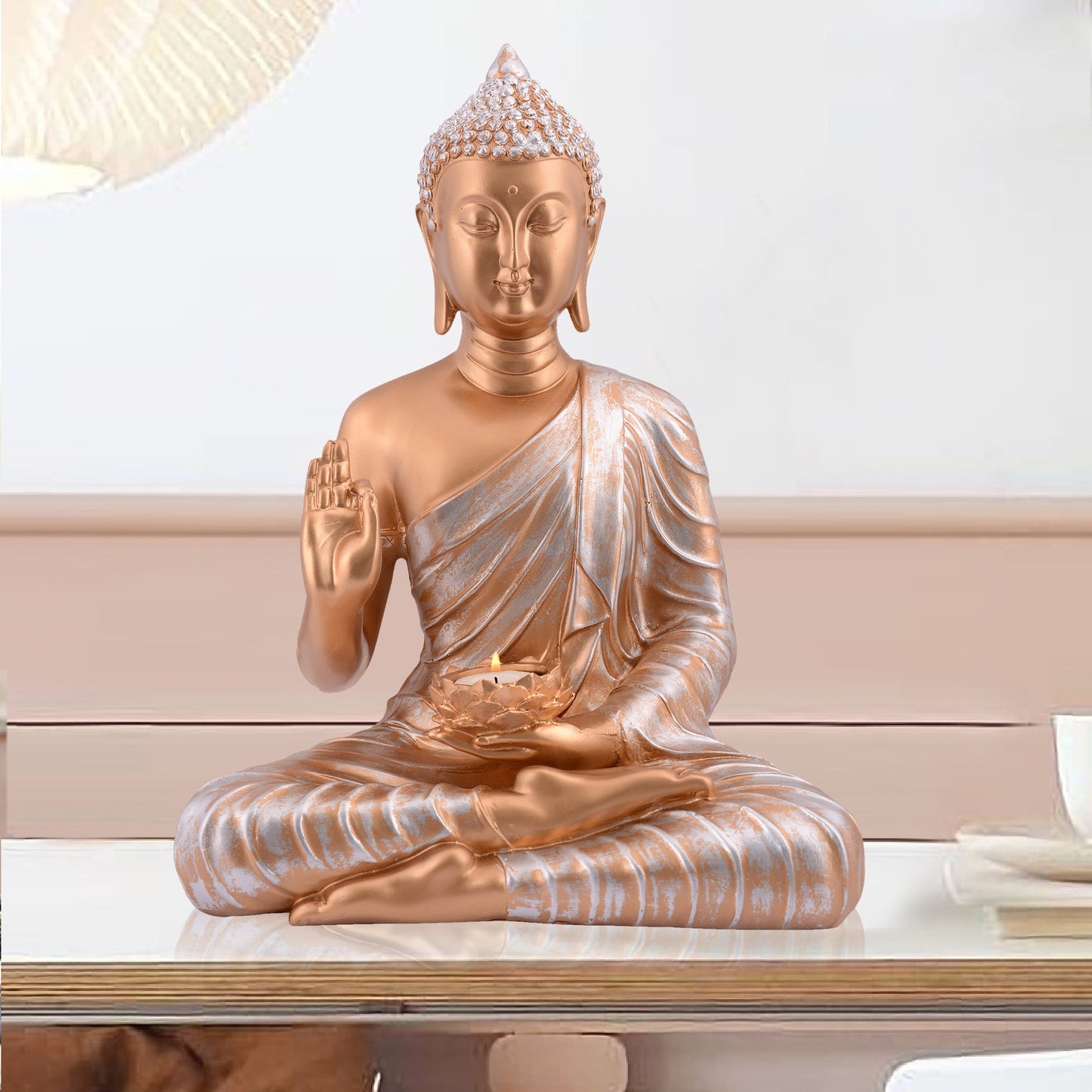 Golden Tranquillity Buddha Idol – 14.5 inch