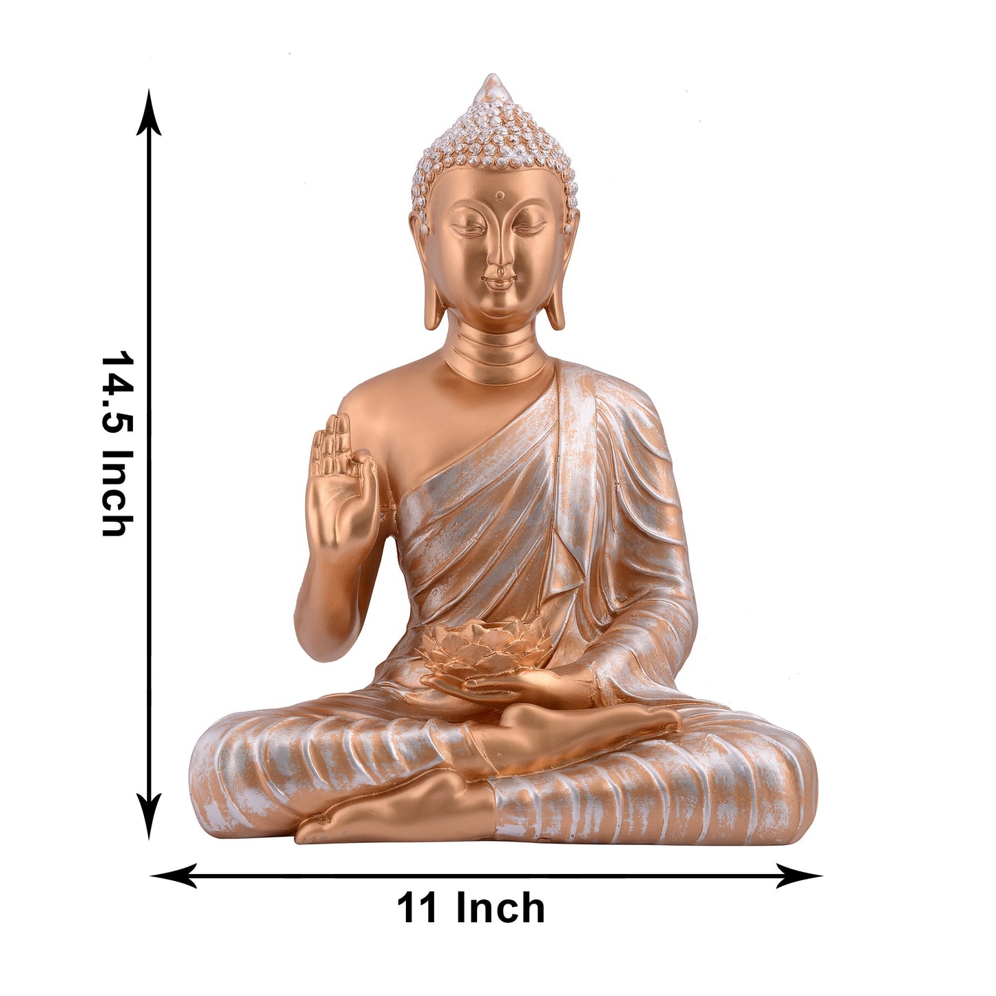 Golden Tranquillity Buddha Idol – 14.5 inch