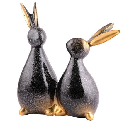 Whimsical Rabbit Couple Figurine